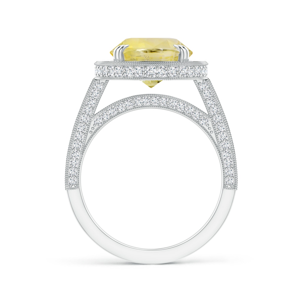 13.60x10.18x6.84mm AAA GIA Certified Oval Yellow Sapphire Halo Ring with Milgrain in 18K White Gold Side-1