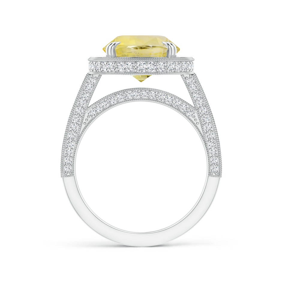 13.60x10.18x6.84mm AAA GIA Certified Oval Yellow Sapphire Halo Ring with Milgrain in 18K White Gold side-1