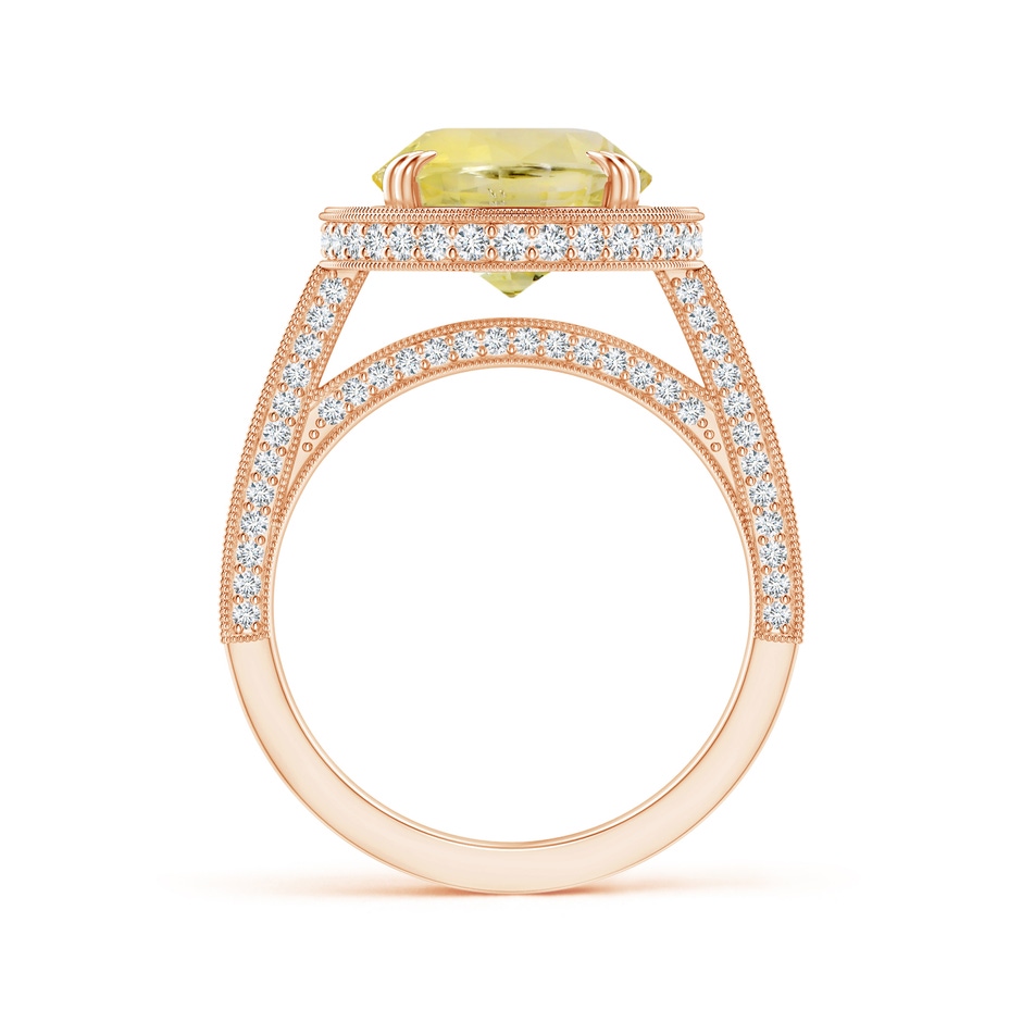 13.60x10.18x6.84mm AAA GIA Certified Oval Yellow Sapphire Halo Ring with Milgrain in Rose Gold side-1