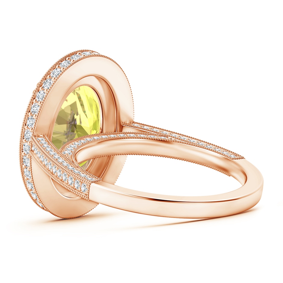 13.60x10.18x6.84mm AAA GIA Certified Oval Yellow Sapphire Halo Ring with Milgrain in Rose Gold side-2