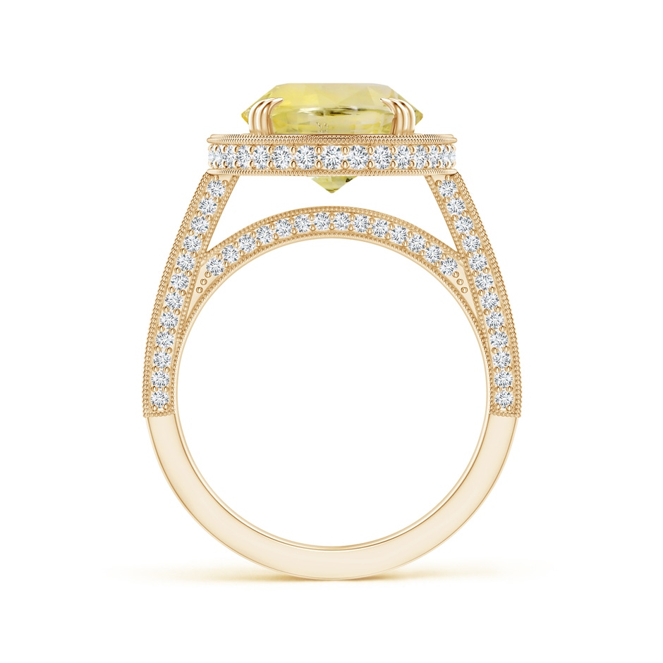 13.60x10.18x6.84mm AAA GIA Certified Oval Yellow Sapphire Halo Ring with Milgrain in Yellow Gold side-1