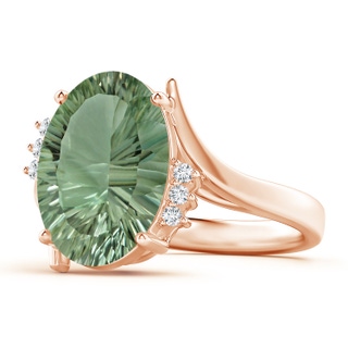 14.20x10.12x7.01mm AAAA GIA Certified Green Amethyst Bypass Ring with Diamonds in 18K Rose Gold