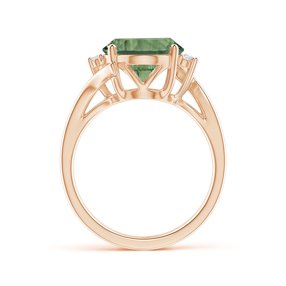 14.20x10.12x7.01mm AAAA GIA Certified Green Amethyst Bypass Ring with Diamonds in Rose Gold Side 399