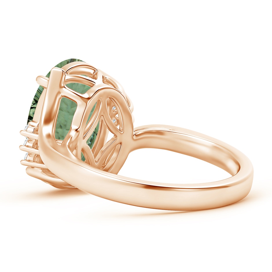 14.20x10.12x7.01mm AAAA GIA Certified Green Amethyst Bypass Ring with Diamonds in Rose Gold Side 499