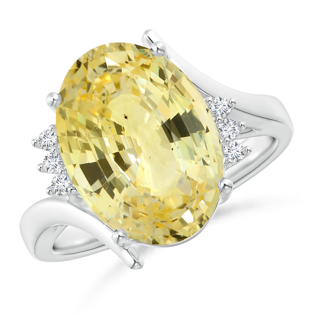 13.60x10.18x6.84mm AAA GIA Certified Yellow Sapphire Bypass Ring with Diamonds in 18K White Gold