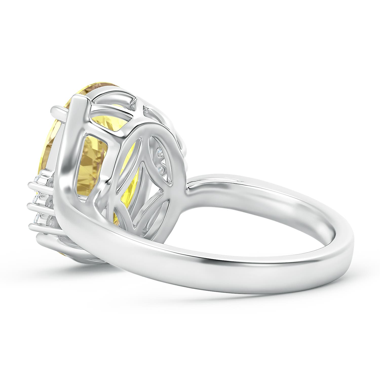 13.60x10.18x6.84mm AAA GIA Certified Yellow Sapphire Bypass Ring with Diamonds in 18CT White Gold - side 5