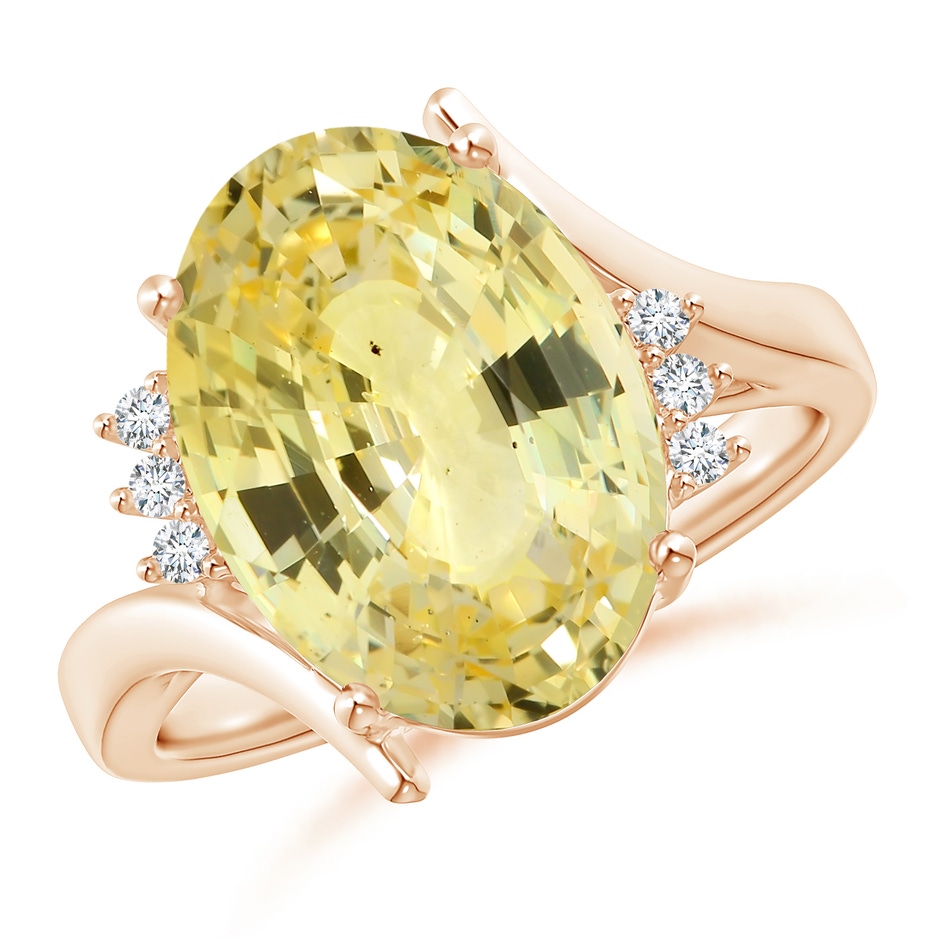 13.60x10.18x6.84mm AAA GIA Certified Yellow Sapphire Bypass Ring with Diamonds in Rose Gold 