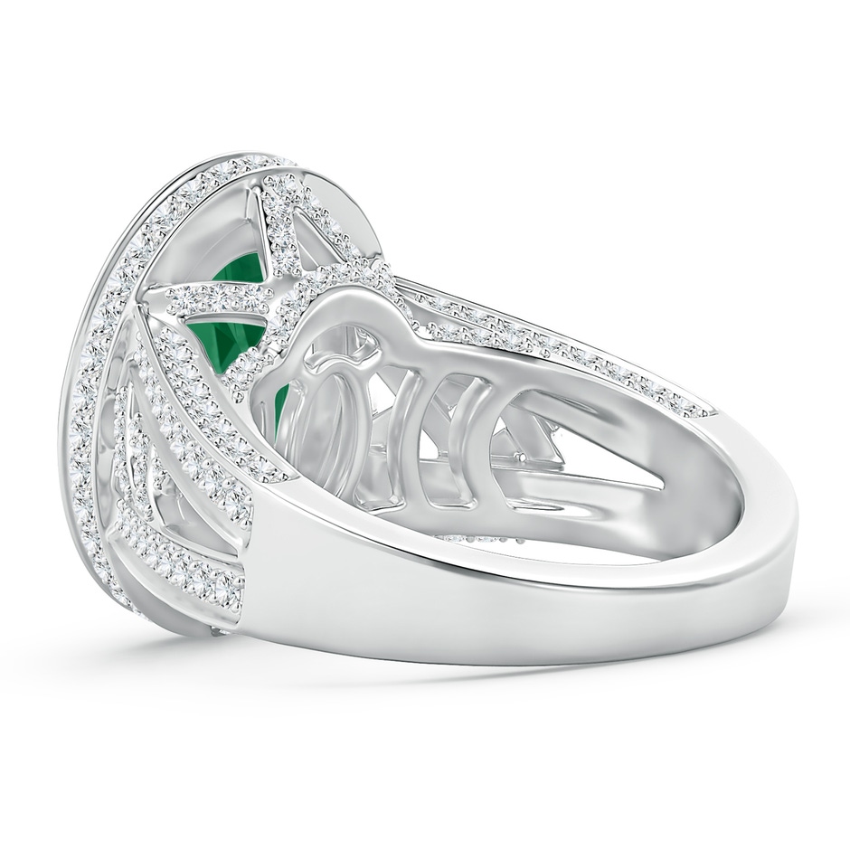 13.24x10.01x6.86mm AA GIA Certified Vintage Style Oval Emerald Split Shank Ring in 18K White Gold side 399