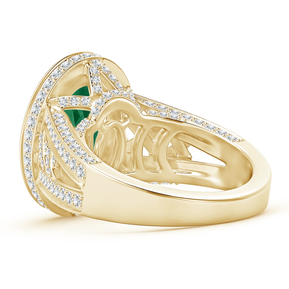 13.24x10.01x6.86mm AA GIA Certified Vintage Style Oval Emerald Split Shank Ring in 18K Yellow Gold side 399