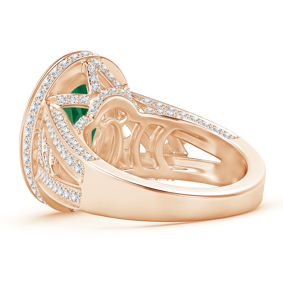 13.24x10.01x6.86mm AA GIA Certified Vintage Style Oval Emerald Split Shank Ring in Rose Gold side 399