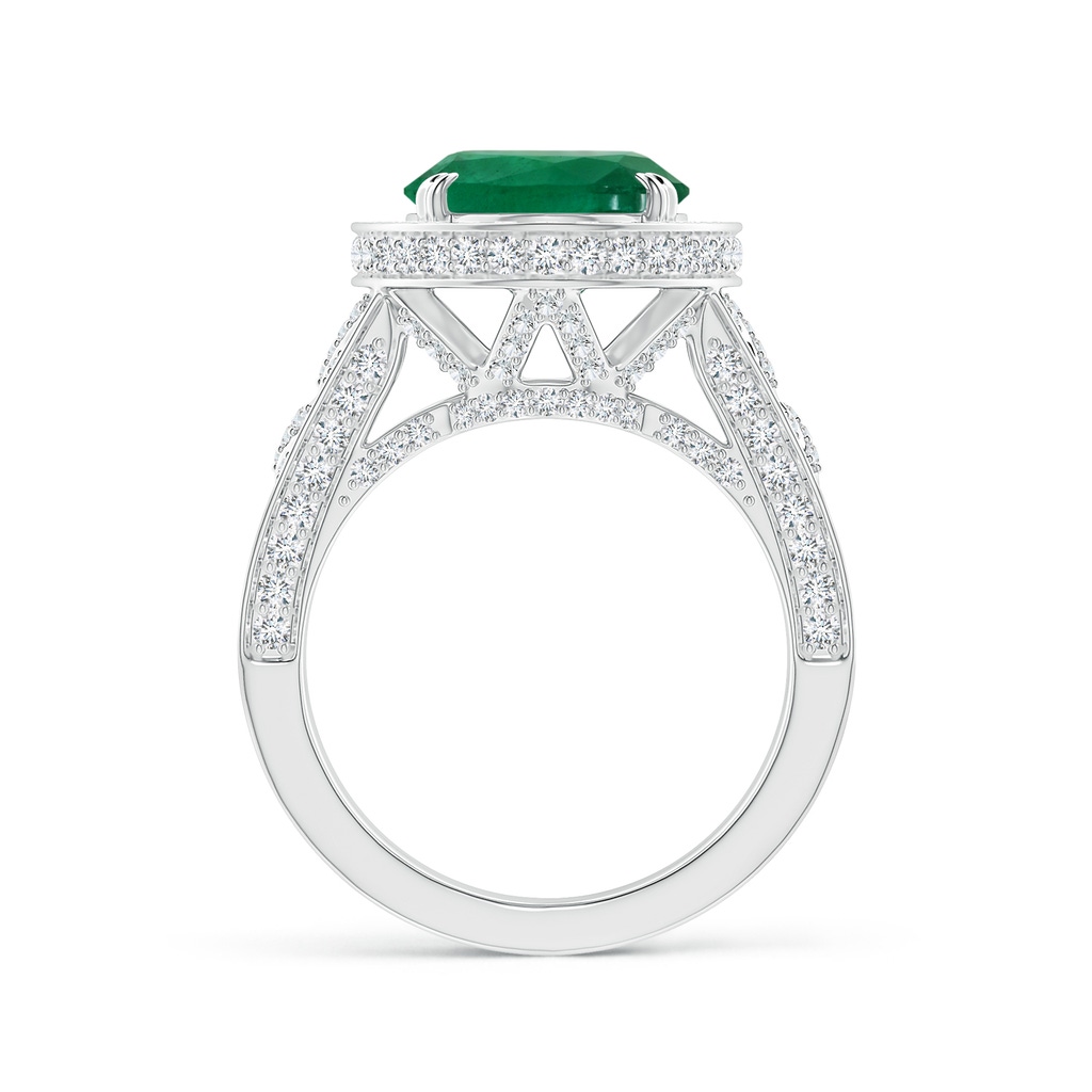13.24x10.01x6.86mm AA GIA Certified Vintage Style Oval Emerald Split Shank Ring in White Gold - side 199