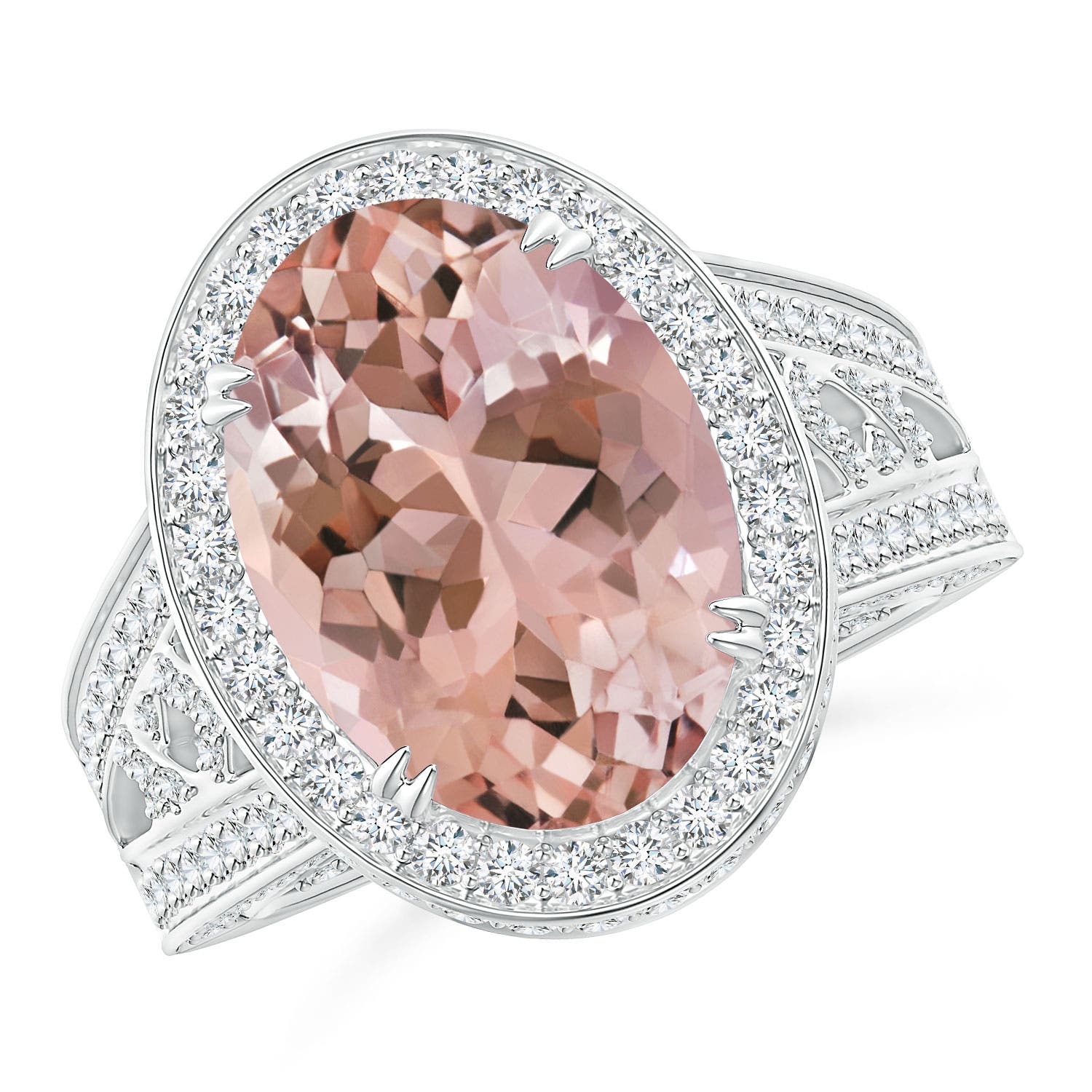 AAAA - Morganite / 6.65 CT / 14 KT White Gold