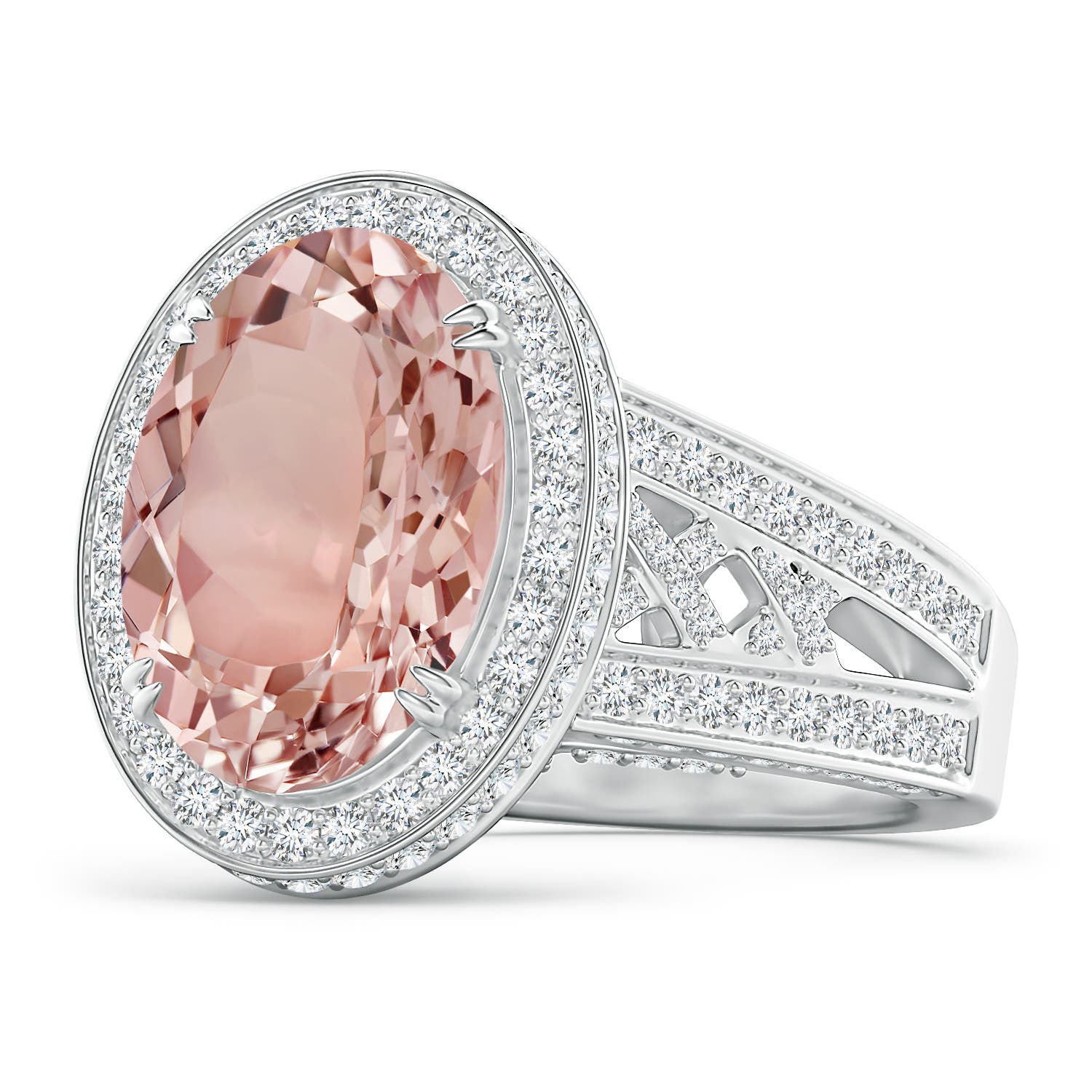 AAAA - Morganite / 6.65 CT / 14 KT White Gold