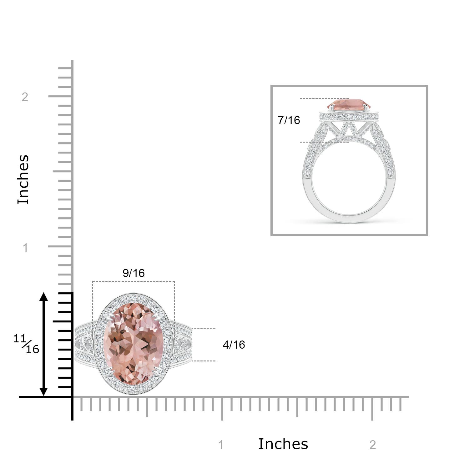 AAAA - Morganite / 6.65 CT / 14 KT White Gold