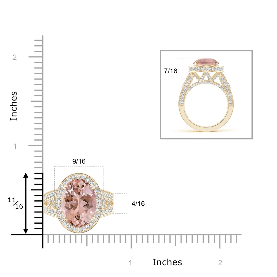 14x10mm AAAA Vintage Style Oval Morganite Split Shank Halo Ring in Yellow Gold product image