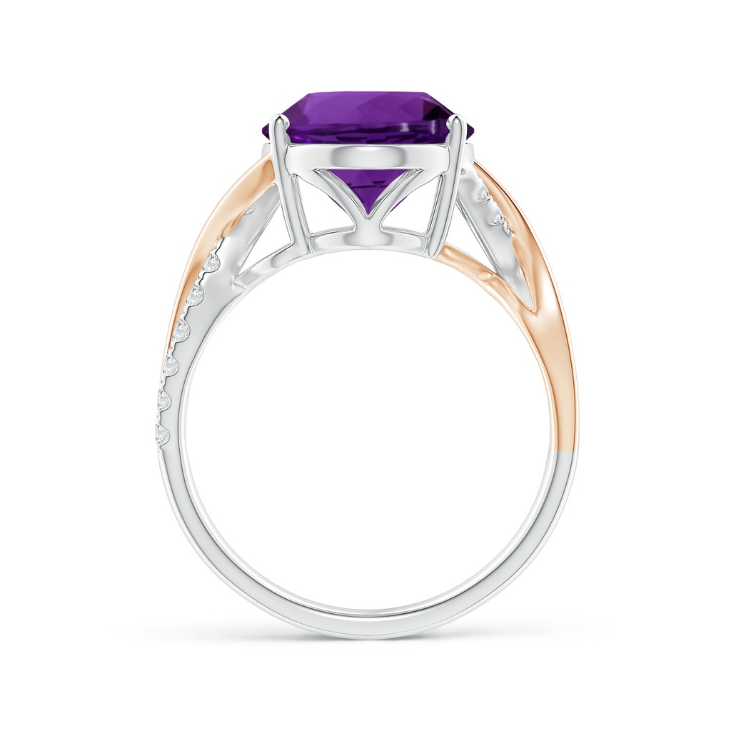 14.17x12.15x8.02mm AAAA Two Tone GIA Certified Oval Amethyst Crossover Ring in 9K White Gold 9K Rose Gold Side 199