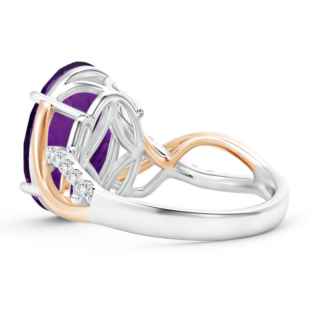 14.17x12.15x8.02mm AAAA Two Tone GIA Certified Oval Amethyst Crossover Ring in White Gold Rose Gold Side 399