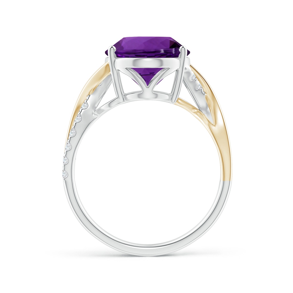 14.17x12.15x8.02mm AAAA Two Tone GIA Certified Oval Amethyst Crossover Ring in White Gold Yellow Gold Side 199