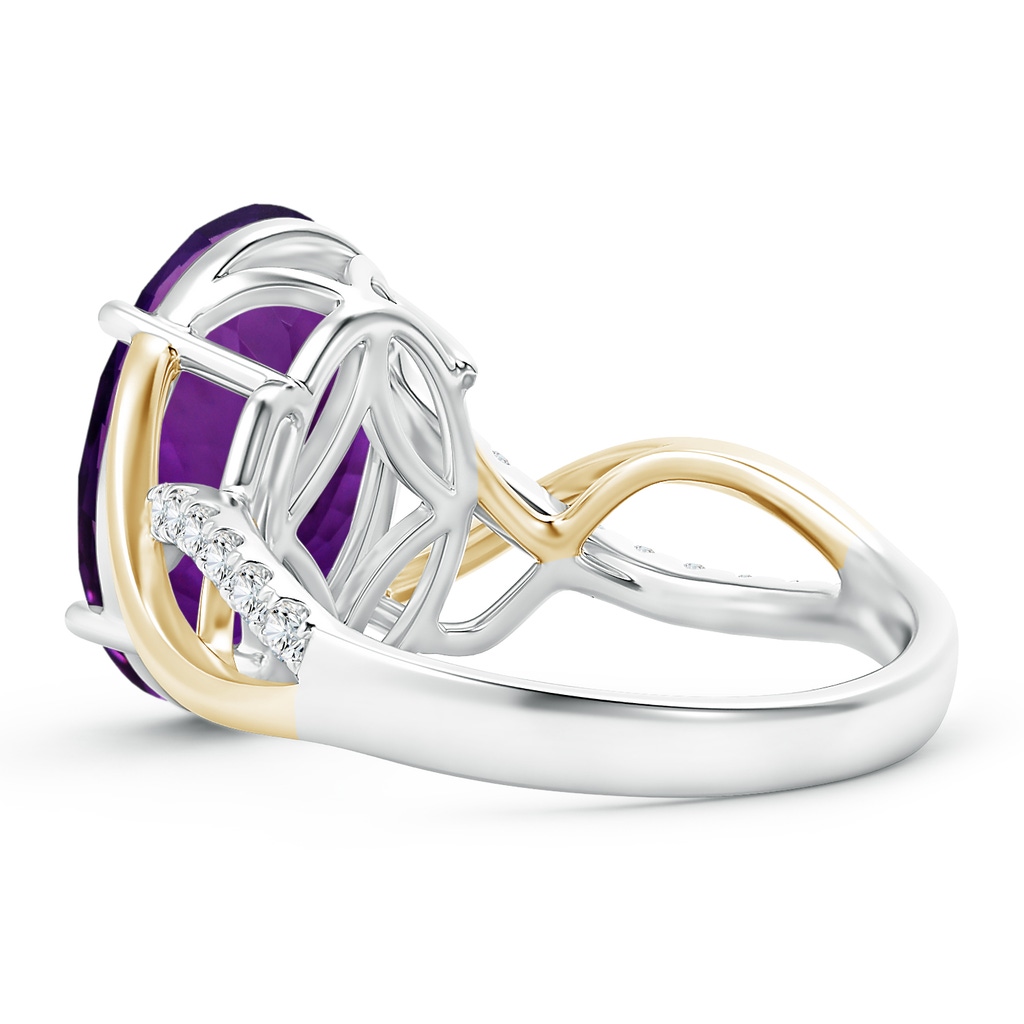 14.17x12.15x8.02mm AAAA Two Tone GIA Certified Oval Amethyst Crossover Ring in White Gold Yellow Gold Side 399