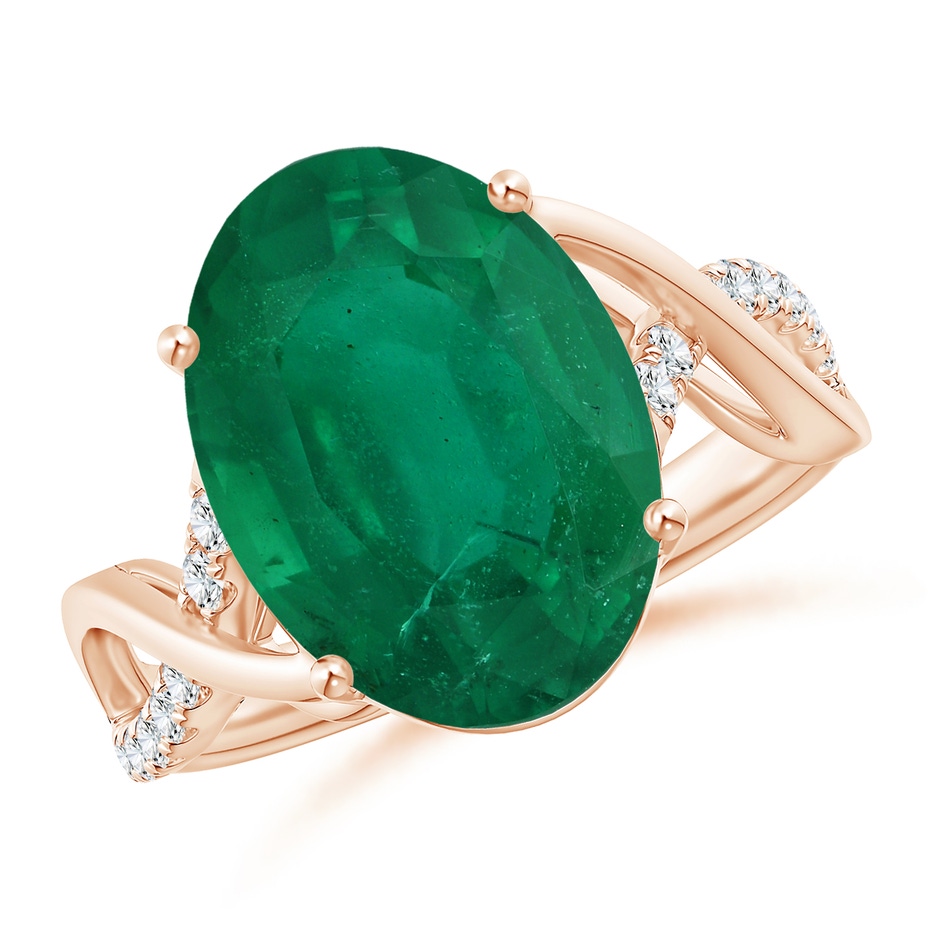 13.24x10.01x6.86mm AA GIA Certified Oval Emerald Crossover Ring in 18K Rose Gold 