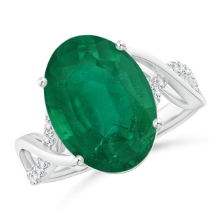 13.24x10.01x6.86mm AA GIA Certified Oval Emerald Crossover Ring in 18K White Gold