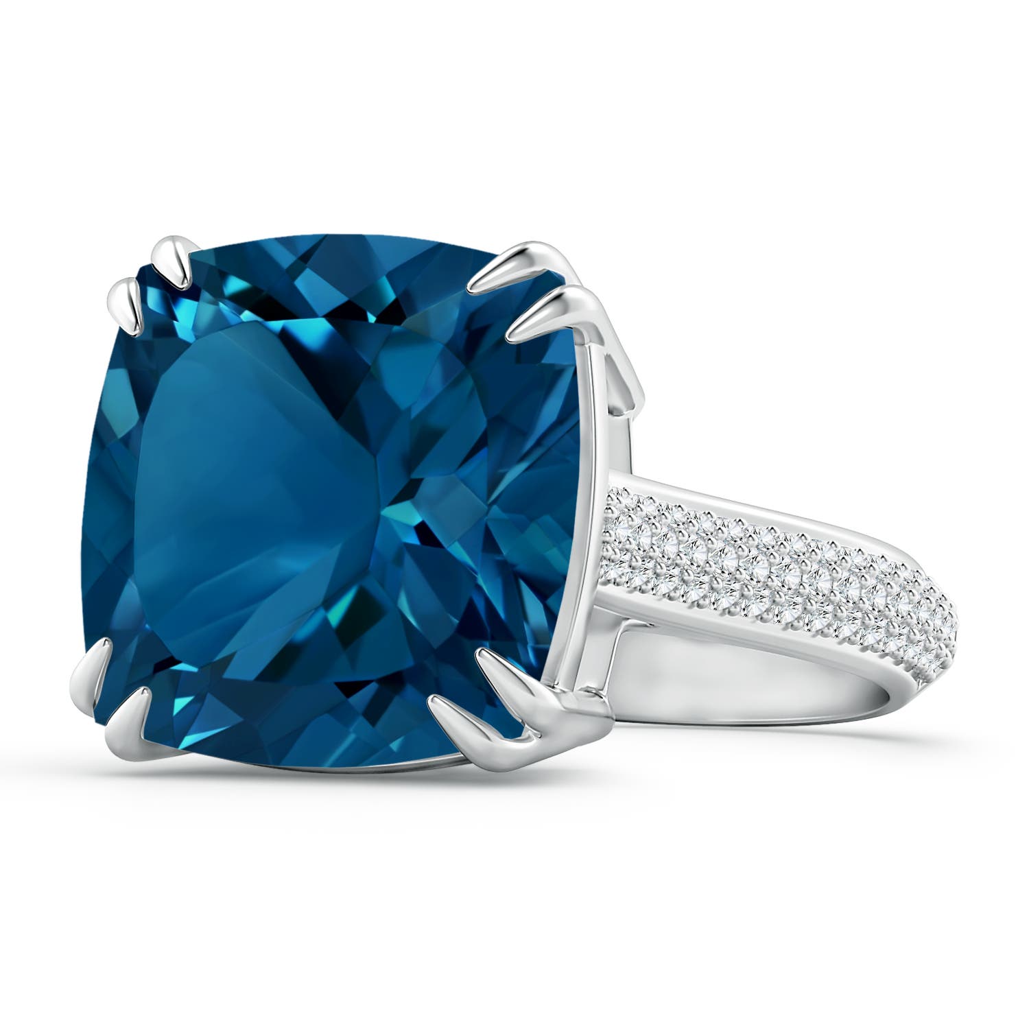 AAAA - London Blue Topaz / 12.93 CT / 14 KT White Gold