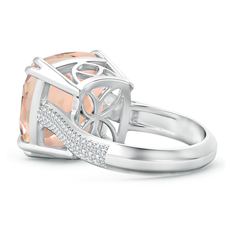 13.95x13.89x8.07mm AAA GIA Certified Cushion Morganite Ring with Pave Diamonds in 18K White Gold side 399