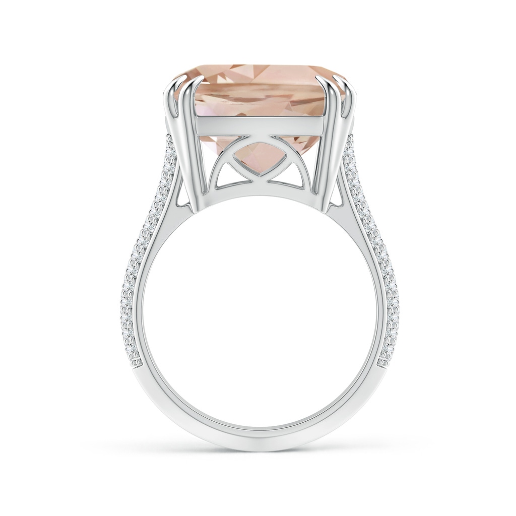13.95x13.89x8.07mm AAA GIA Certified Cushion Morganite Ring with Pave Diamonds in White Gold - side 199