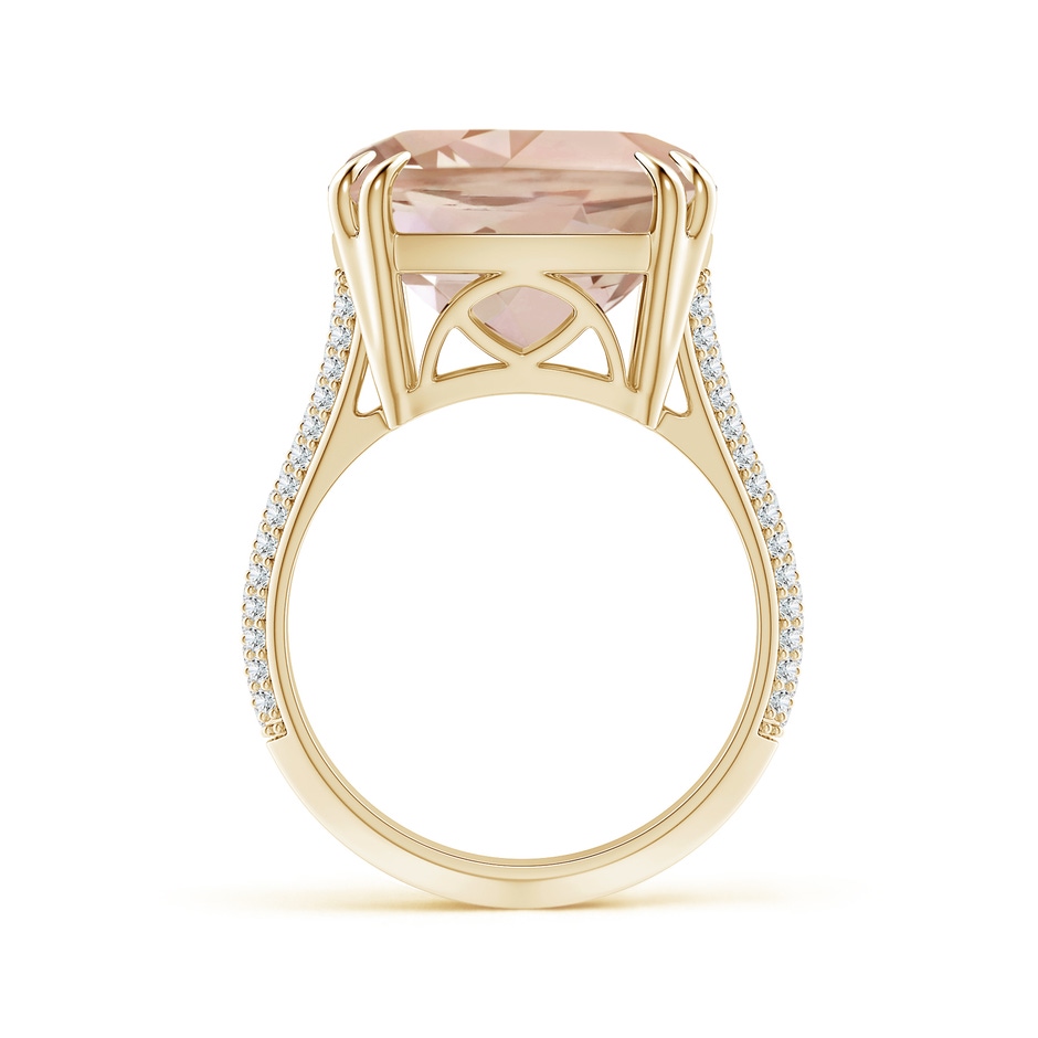 13.95x13.89x8.07mm AAA GIA Certified Cushion Morganite Ring with Pave Diamonds in Yellow Gold side 199
