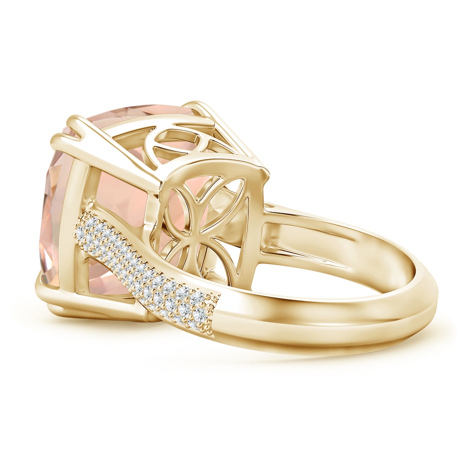 13.95x13.89x8.07mm AAA GIA Certified Cushion Morganite Ring with Pave Diamonds in Yellow Gold side 399