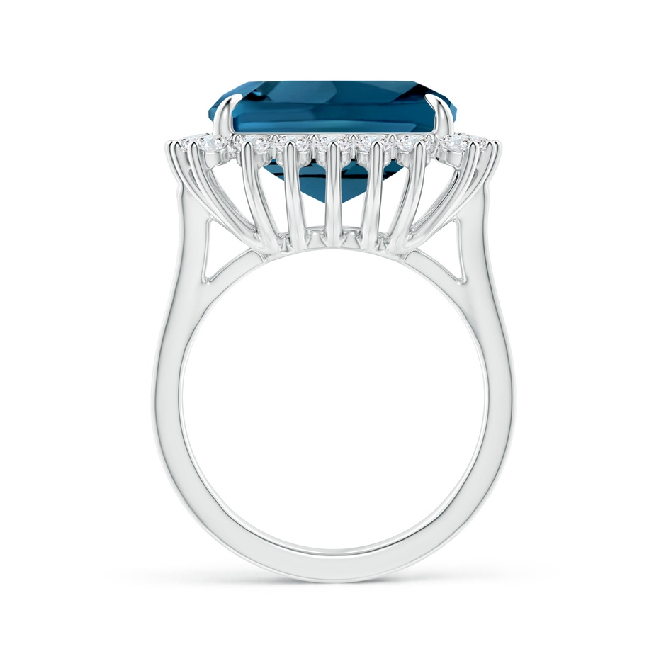 14mm AAAA Cushion London Blue Topaz Cocktail Ring with Floral Halo in White Gold product image