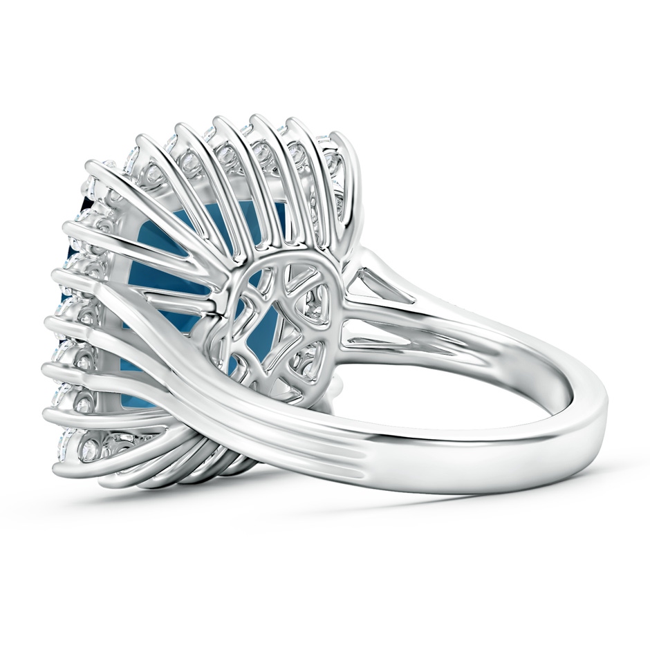 14mm AAAA Cushion London Blue Topaz Cocktail Ring with Floral Halo in White Gold product image