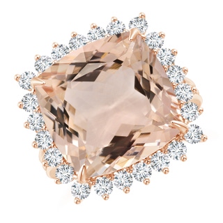 13.95x13.89x8.07mm AAA GIA Certified Morganite Cocktail Ring with Floral Halo in 18K Rose Gold