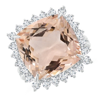 13.95x13.89x8.07mm AAA GIA Certified Morganite Cocktail Ring with Floral Halo in 18K White Gold