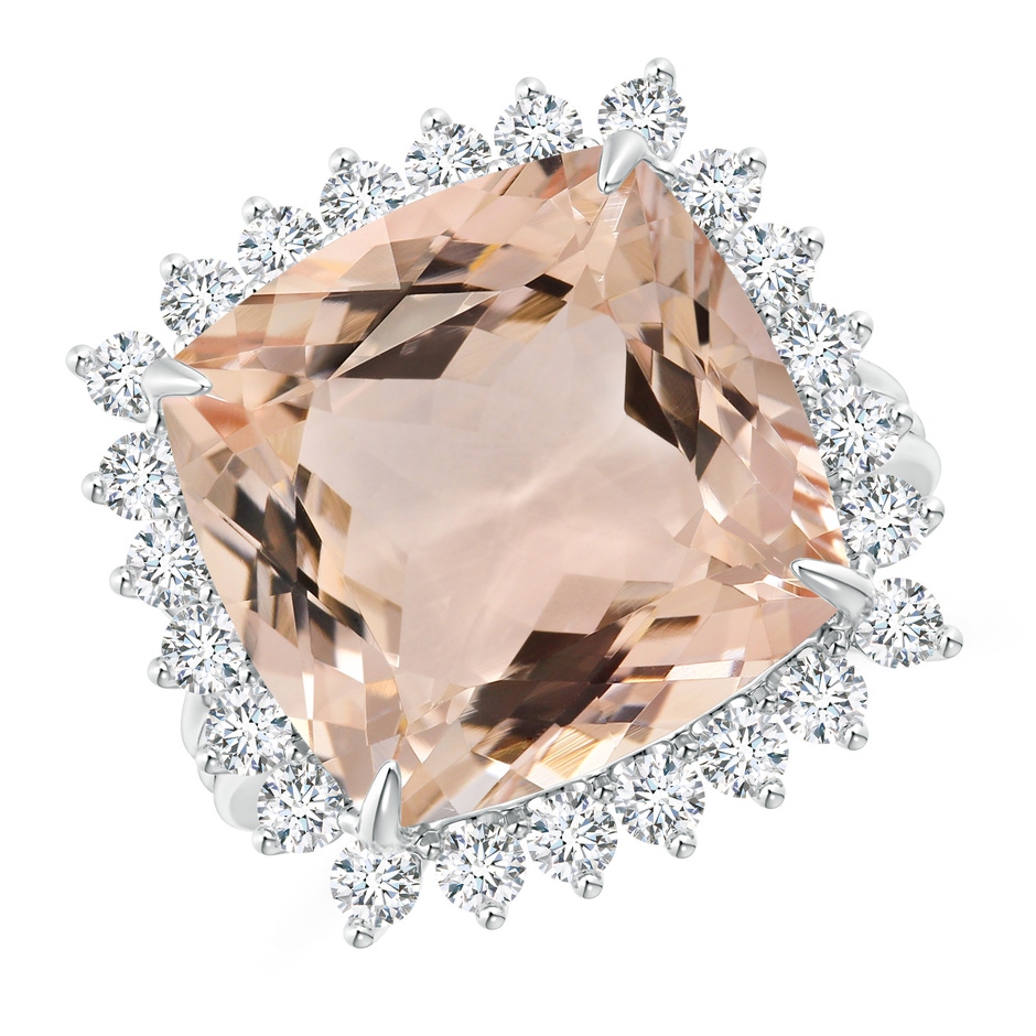 13.95x13.89x8.07mm AAA GIA Certified Morganite Cocktail Ring with Floral Halo in 18K White Gold 