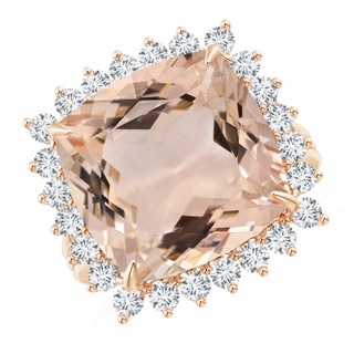 13.95x13.89x8.07mm AAA GIA Certified Morganite Cocktail Ring with Floral Halo in 9K Rose Gold