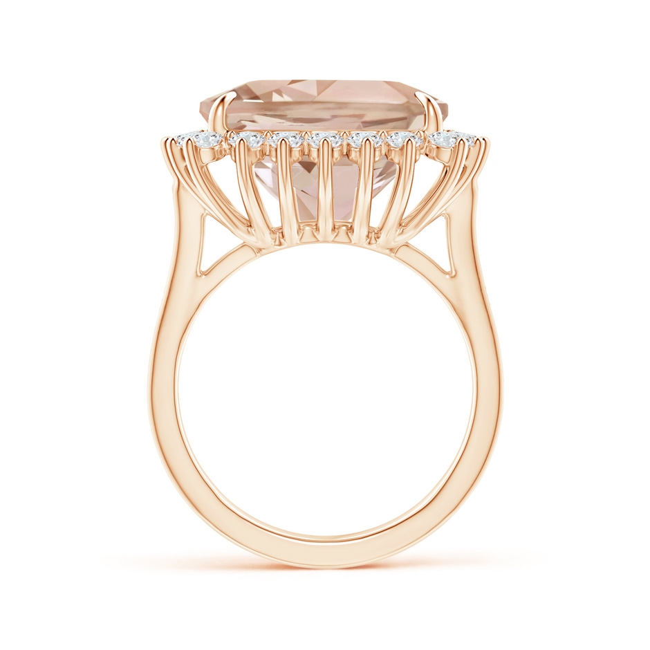 13.95x13.89x8.07mm AAA GIA Certified Morganite Cocktail Ring with Floral Halo in Rose Gold Side 199