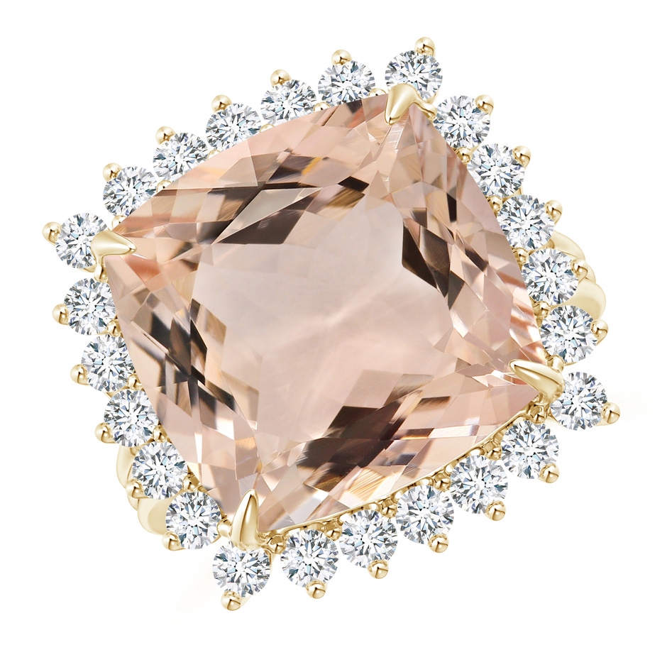 13.95x13.89x8.07mm AAA GIA Certified Morganite Cocktail Ring with Floral Halo in Yellow Gold 