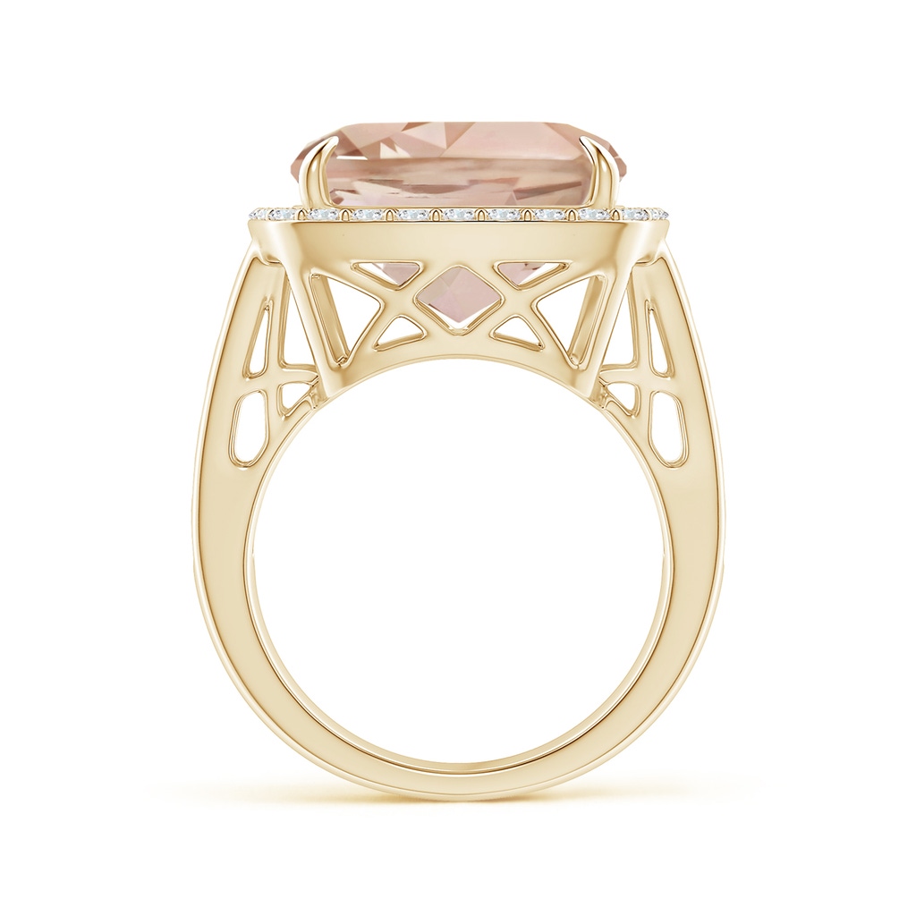 13.95x13.89x8.07mm AAA Cushion GIA Certified Morganite Halo Ring in Yellow Gold - side 199
