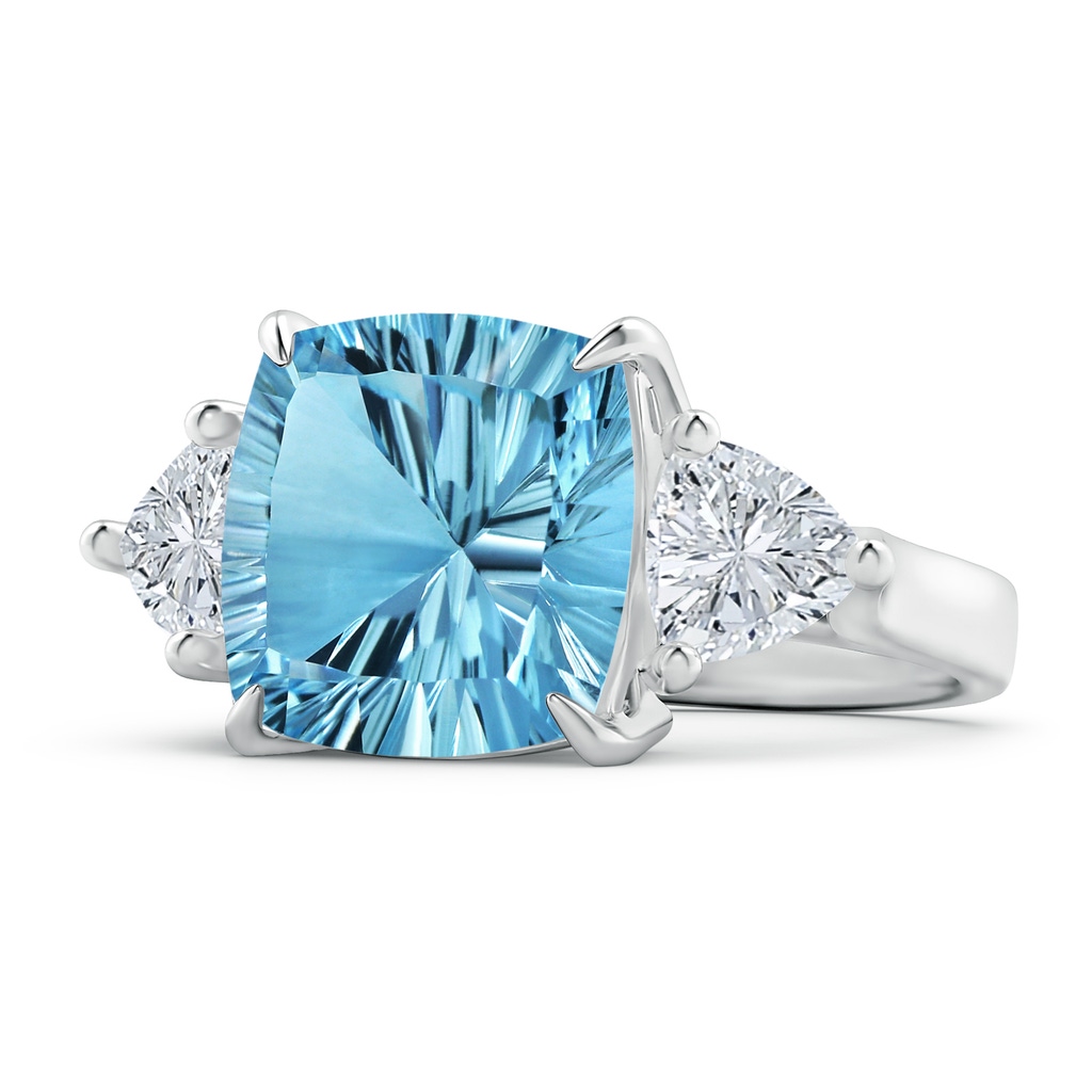 12.17x12.14x7.67mm AAAA GIA Certified Sky Blue Topaz Classic Three Stone Ring in 18K White Gold