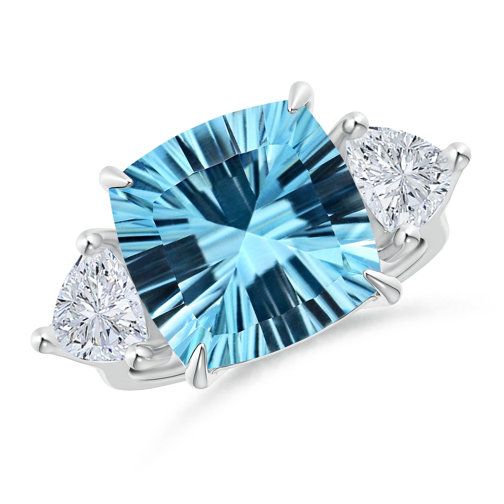 12.17x12.14x7.67mm AAAA GIA Certified Sky Blue Topaz Classic Three Stone Ring in 18K White Gold Side-1