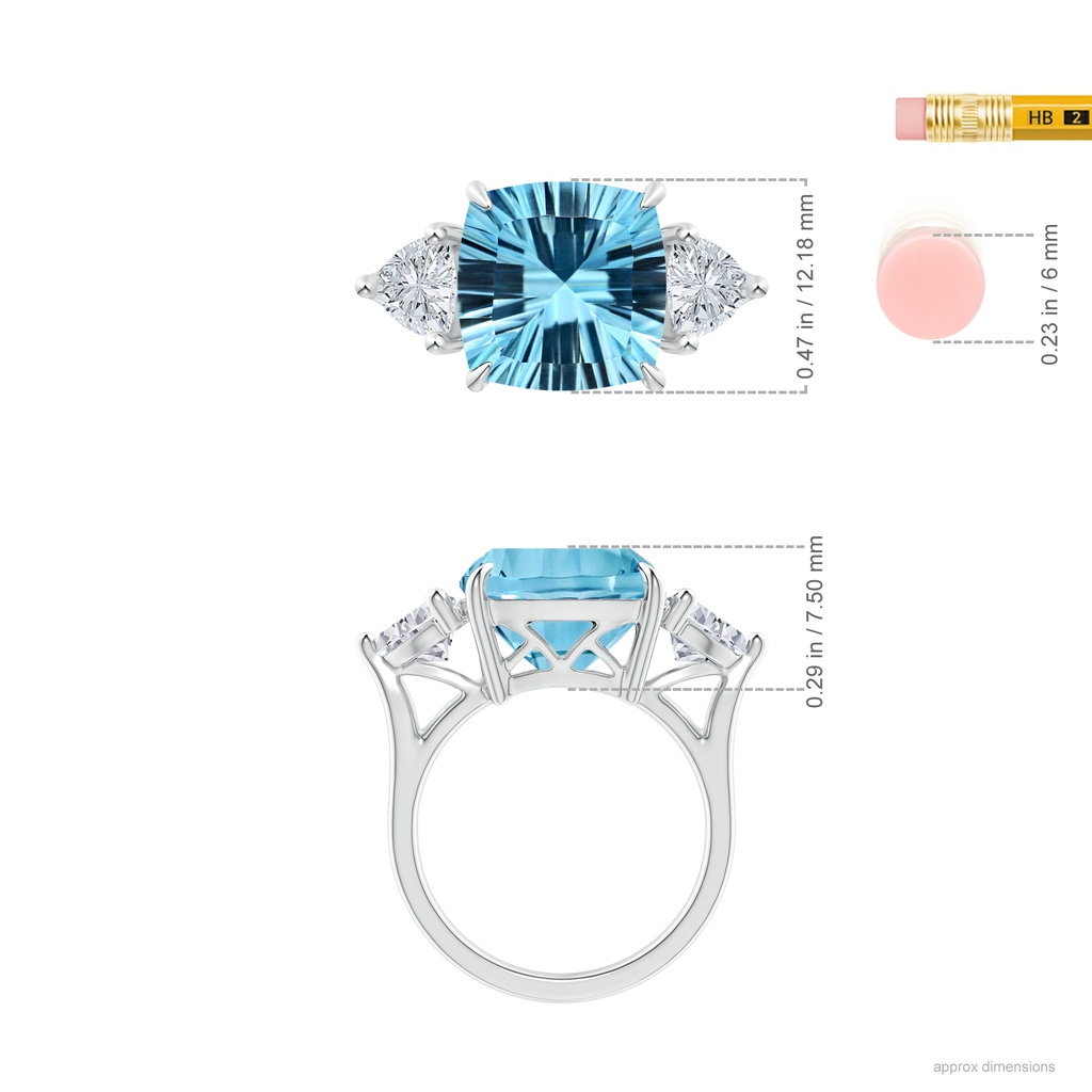 12.17x12.14x7.67mm AAAA GIA Certified Sky Blue Topaz Classic Three Stone Ring in 18K White Gold Rulerm