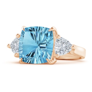 12.17x12.14x7.67mm AAAA GIA Certified Sky Blue Topaz Classic Three Stone Ring in 9K Rose Gold