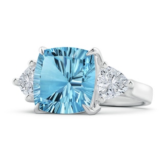 12.17x12.14x7.67mm AAAA GIA Certified Sky Blue Topaz Classic Three Stone Ring in P950 Platinum
