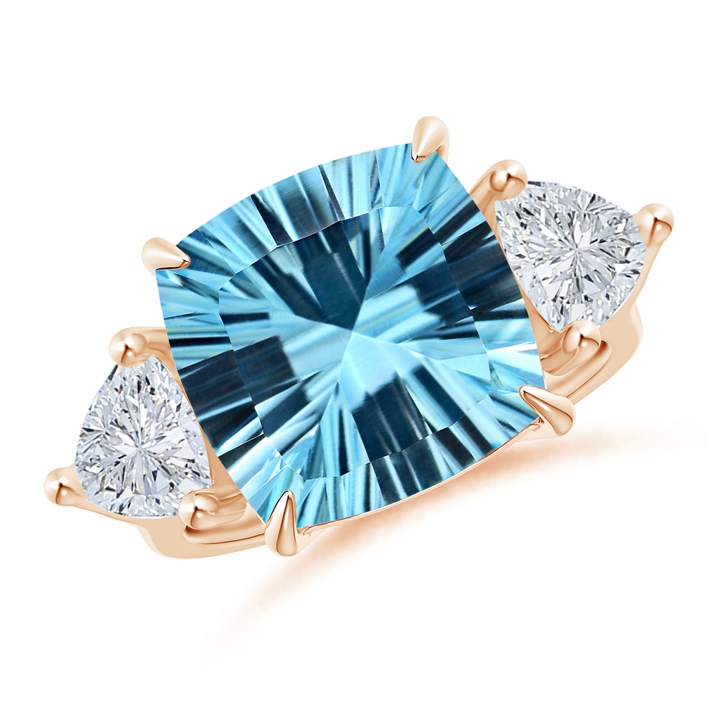 12.17x12.14x7.67mm AAAA GIA Certified Sky Blue Topaz Classic Three Stone Ring in Rose Gold Side-1
