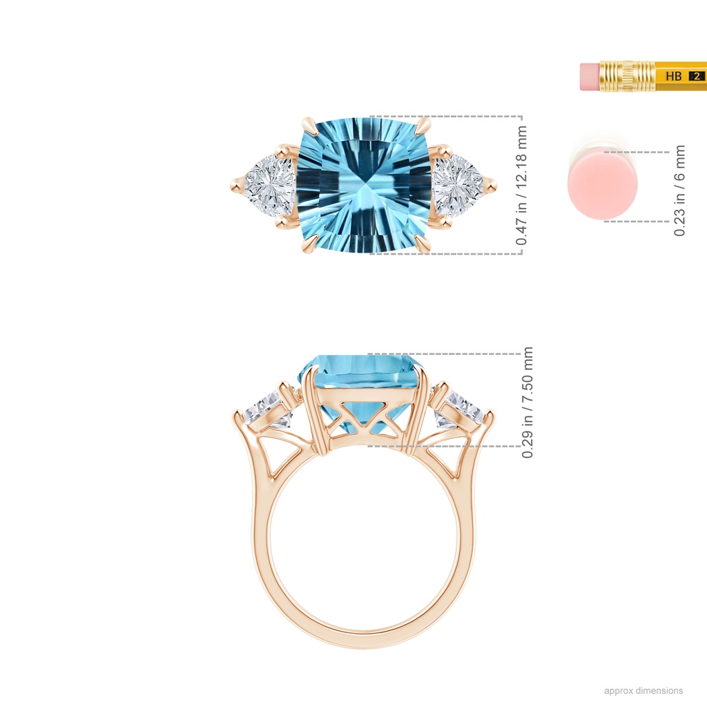 12.17x12.14x7.67mm AAAA GIA Certified Sky Blue Topaz Classic Three Stone Ring in Rose Gold Rulerm
