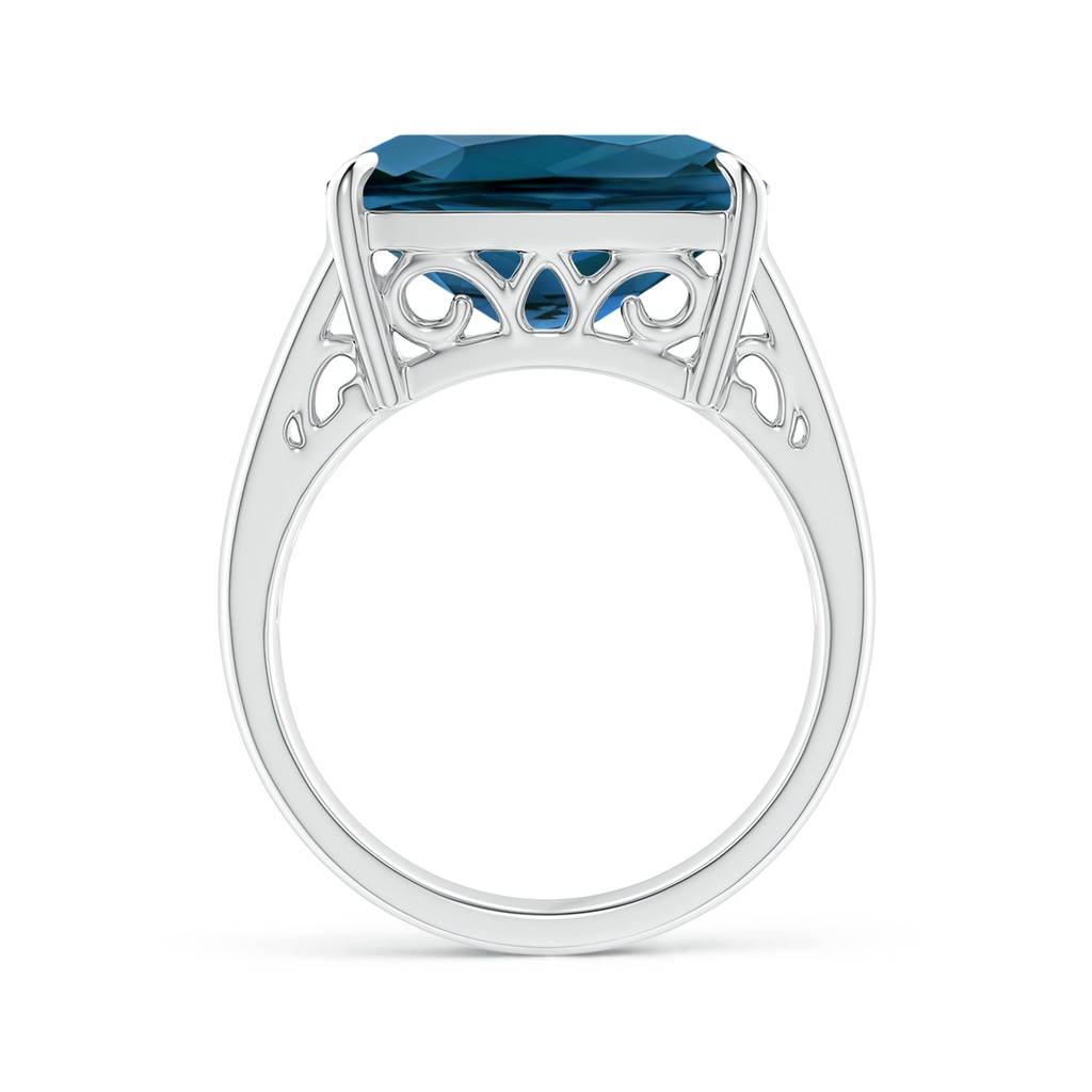 14x10mm AAAA Horizontal Cushion London Blue Topaz Cocktail Ring in White Gold Product Image
