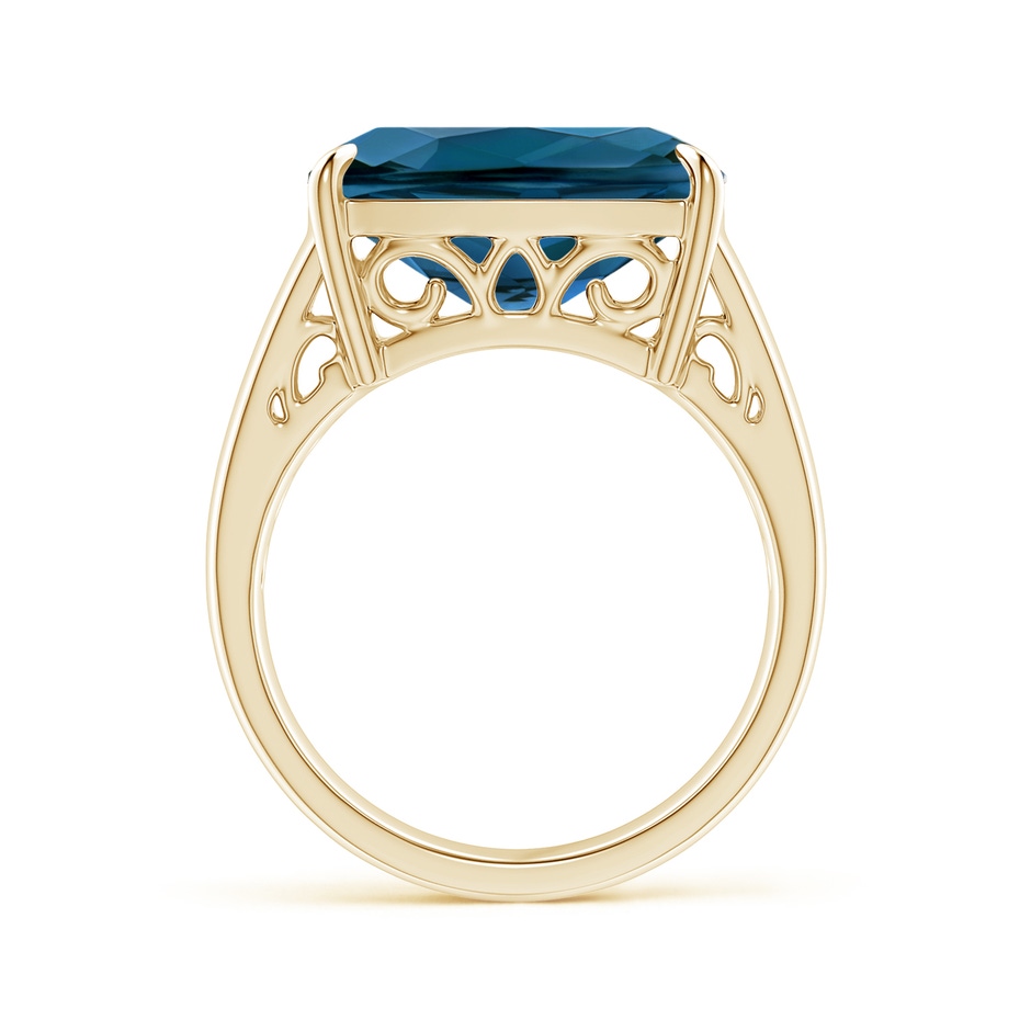 14x10mm AAAA Horizontal Cushion London Blue Topaz Cocktail Ring in Yellow Gold product image
