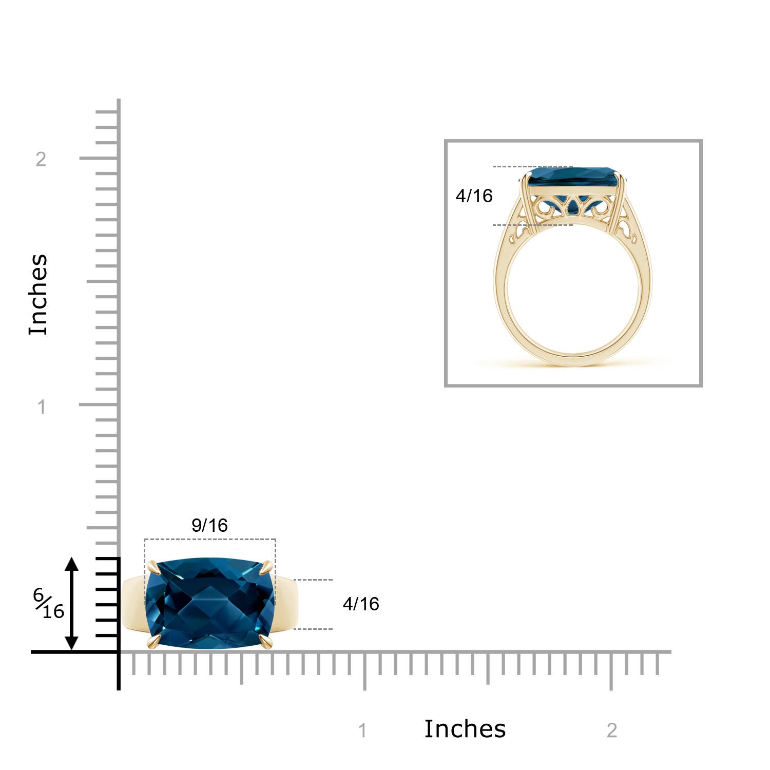 AAAA - London Blue Topaz / 7 CT / 14 KT Yellow Gold