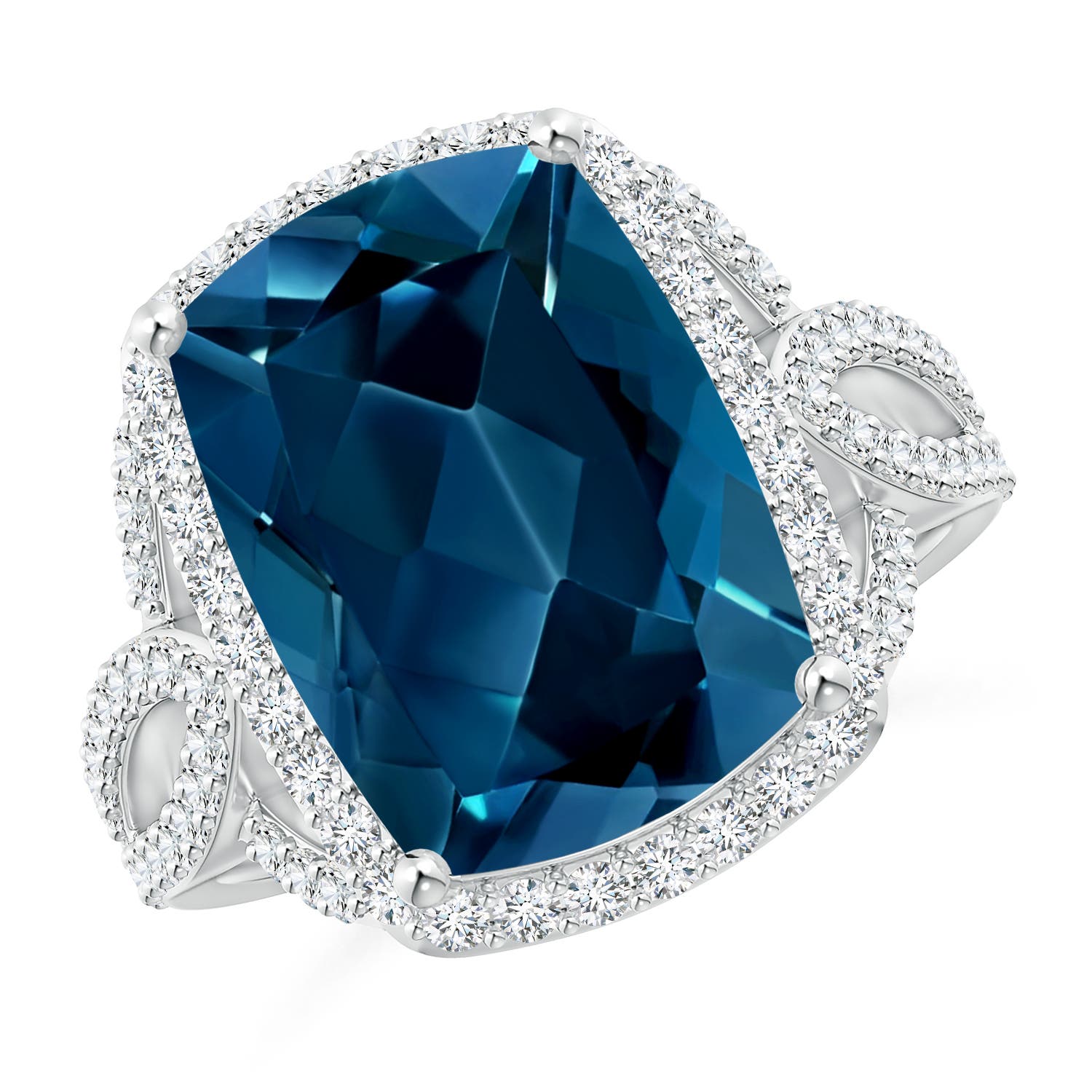 AAAA - London Blue Topaz / 7.82 CT / 14 KT White Gold